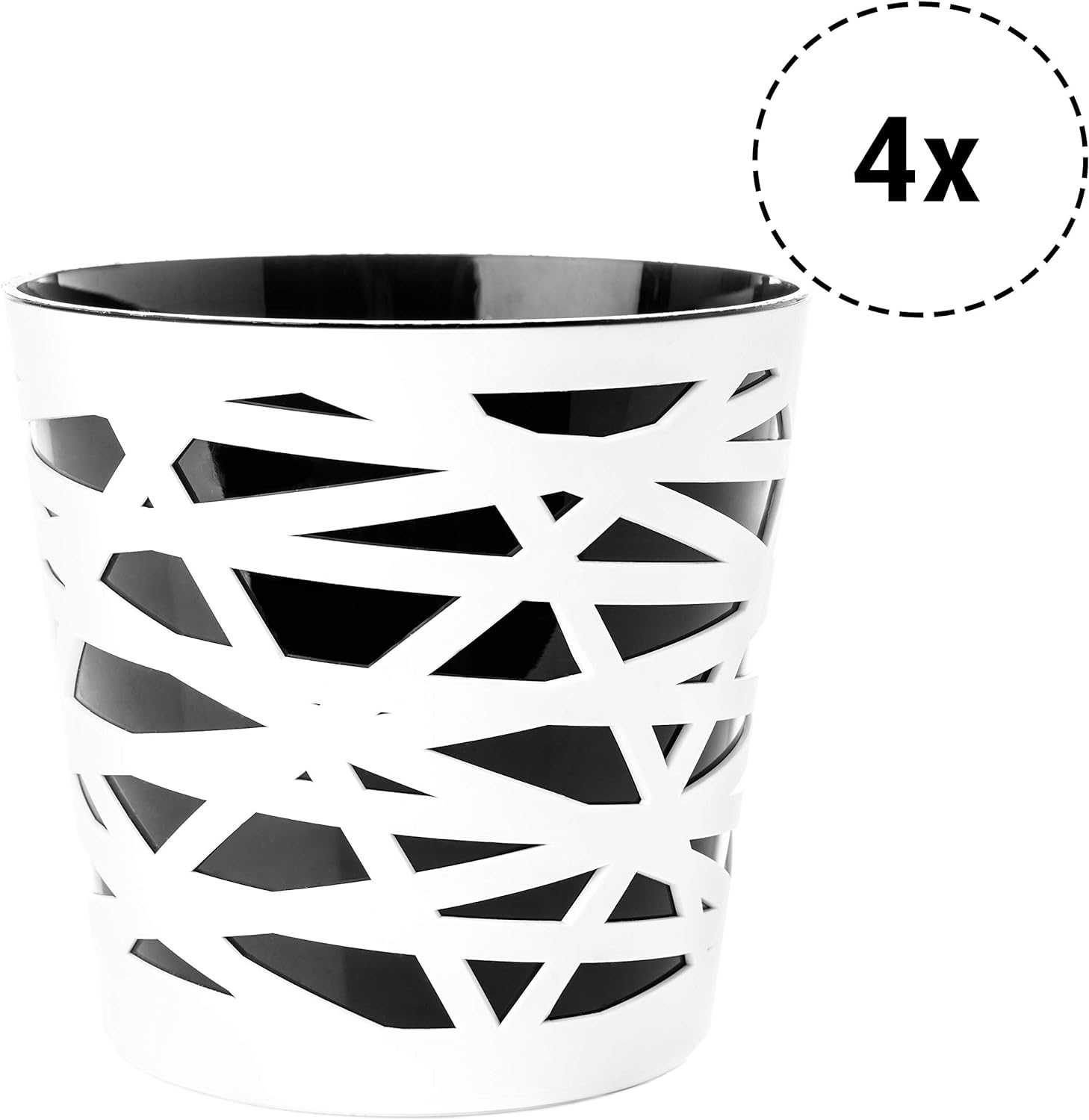 Lot de 4 pots de fleurs &amp; jardinières Ø 15 cm noir/blanc 