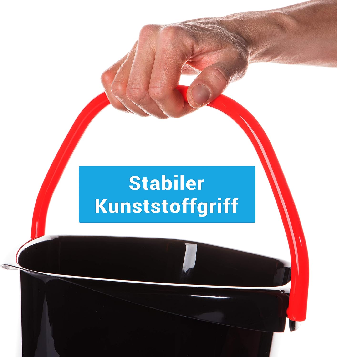 3er Set Putzeimer 10 Liter mit Ausguss Kunststoff schwarz