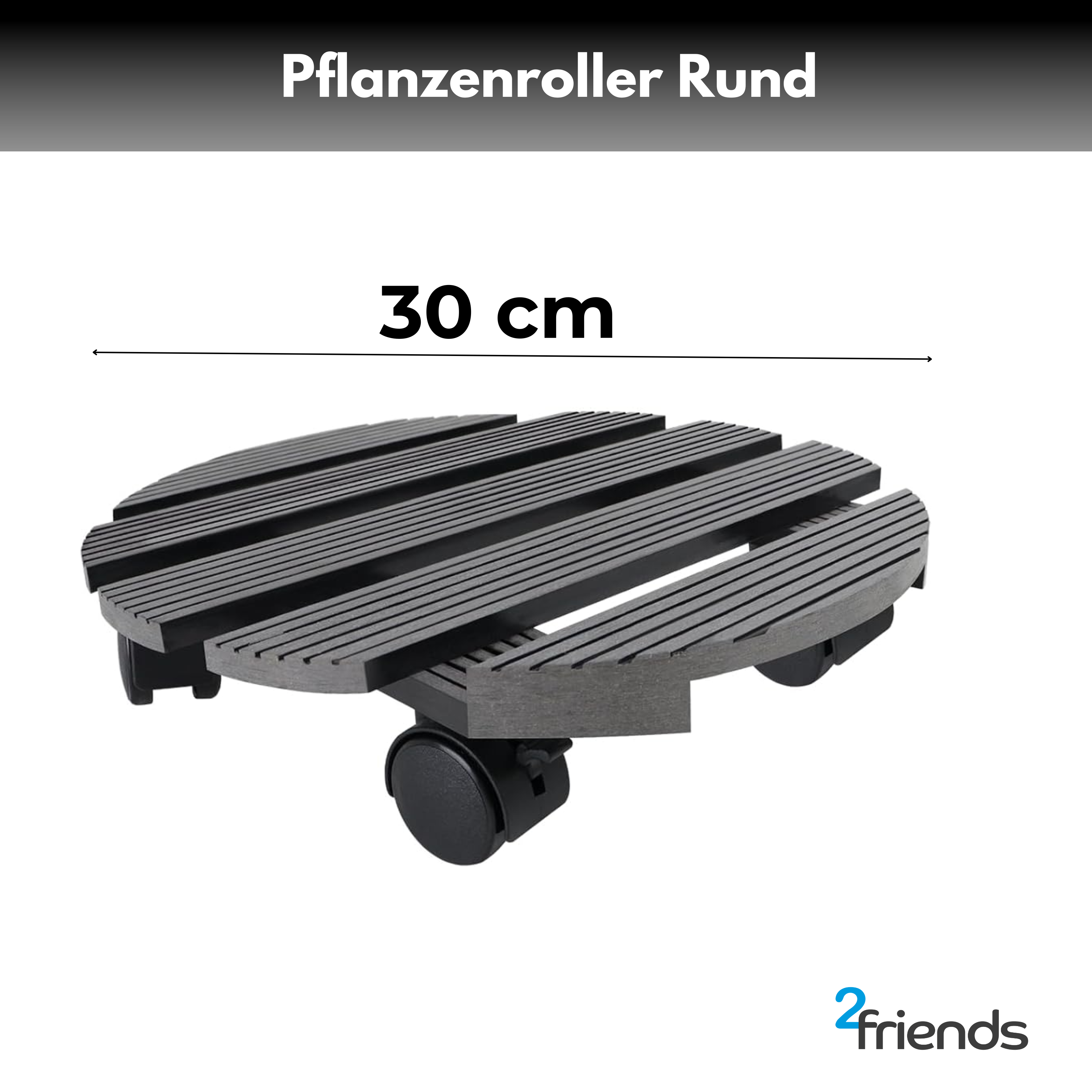 4er Pflanzenroller rund Buchenholz massives Holz Durchmesser 30 cm bis 120 Kg Rolluntersetzer