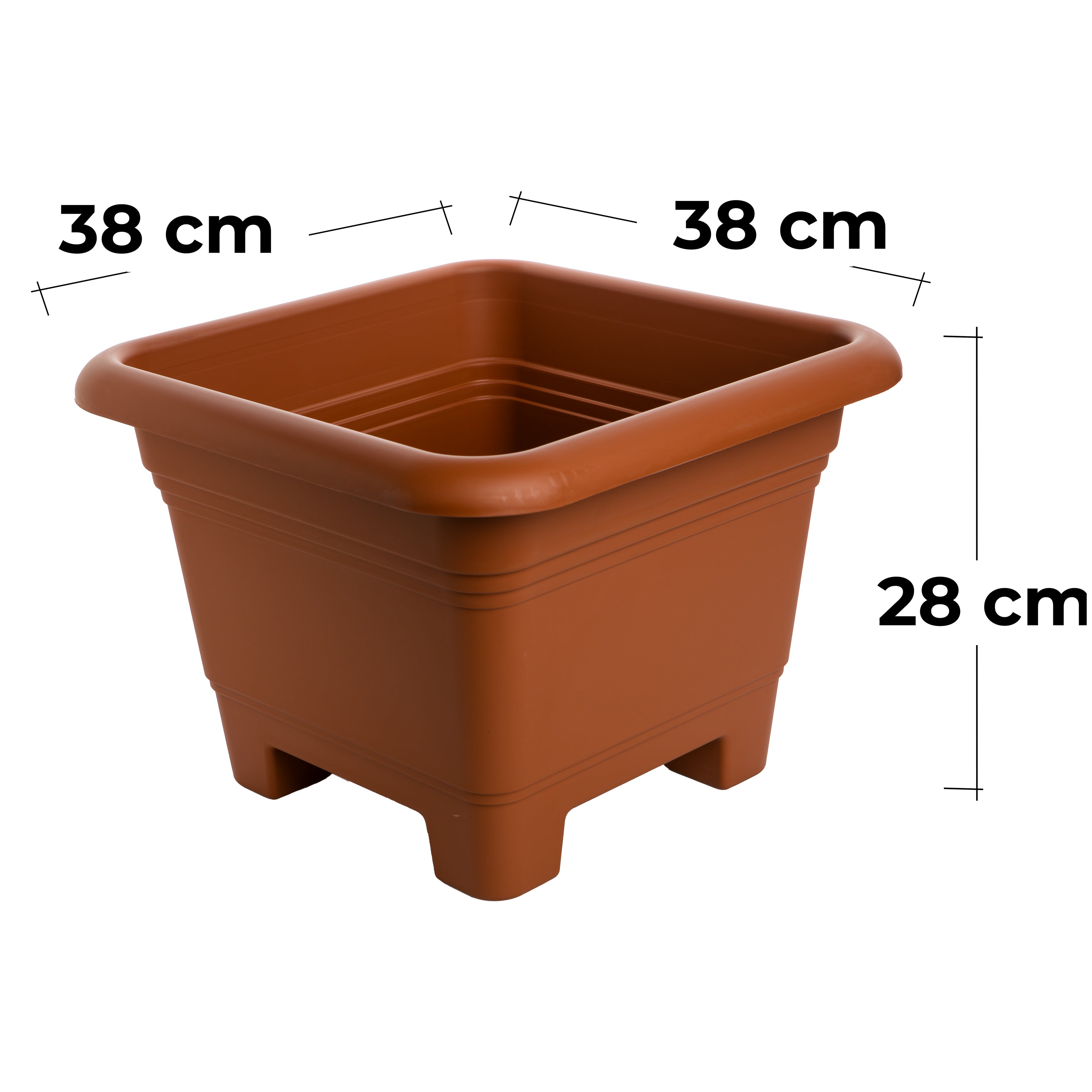 4er Pflanzkübel Groß für Garten & Terrasse - 2er Set in elegantem Terrakotta, 38x38x28 cm, wetterfest & frostsicher (Copy)