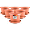 6er Set Blumentopf 30cm Durchmesser, Terracotta mit Untersetzer